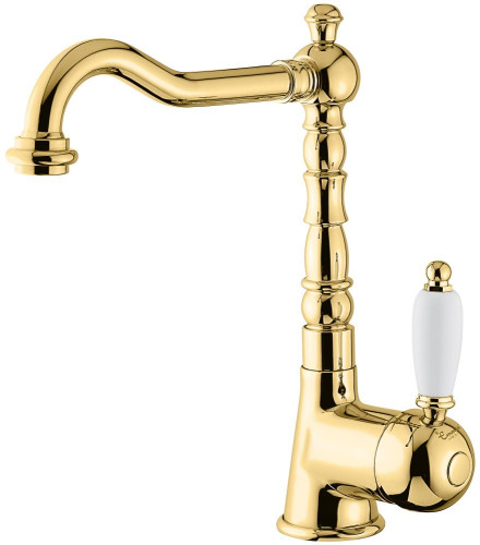 Emmevi Laguna, однорычажный смеситель для раковины (излив 19 см), с донным клапаном, цвет золото