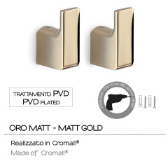 Gedy Pirenei, набор из 2-х крючков, цвет золото (PVD)