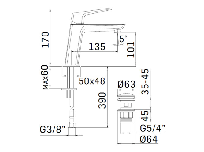Смеситель для раковины MAMOLI SPARTACO 492400009051