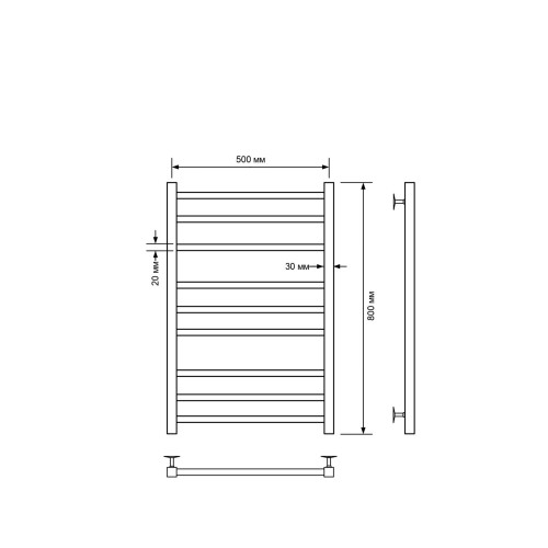 Полотенцесушитель водяной Comfysan Pioli-K W-8 80/50, черный