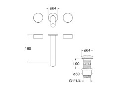 Наружные части настенного смесителя для раковины CRISTINA SX SX24228
