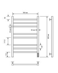 Полотенцесушитель электрический с/т Comfysan Pioli-K EC-8 80/50, черный