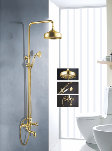 09061-E Двухвен. душевой релинг ЗОЛОТО "GANZER" (4/1шт)
