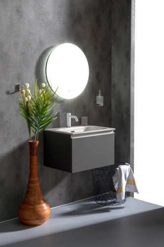 Тумба без раковины Vallessi 60*46см Антрацит матовый, 1 полка