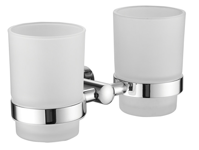 5106 Стакан стеклянный, двойной, настенный  (ХРОМ) ViEiR  (20/1шт)