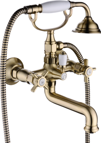 15032-D Смес. для ванны короткий (БРОНЗ) "GANZER" (6/1шт)