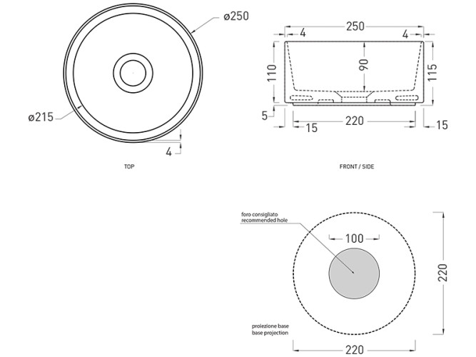 Раковина накладная CIELO Multiplo MILAT