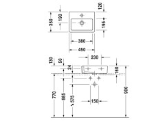 Раковина подвесная/накладная DURAVIT VERO 0704450000
