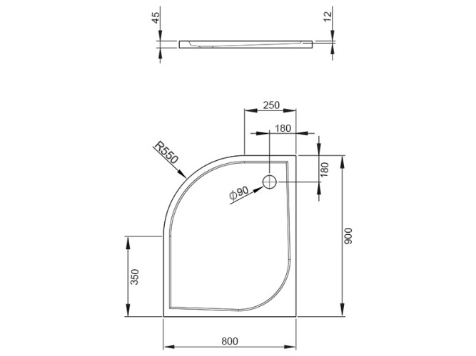 Душевой акриловый поддон RADAWAY DELOS SDE8090-01R