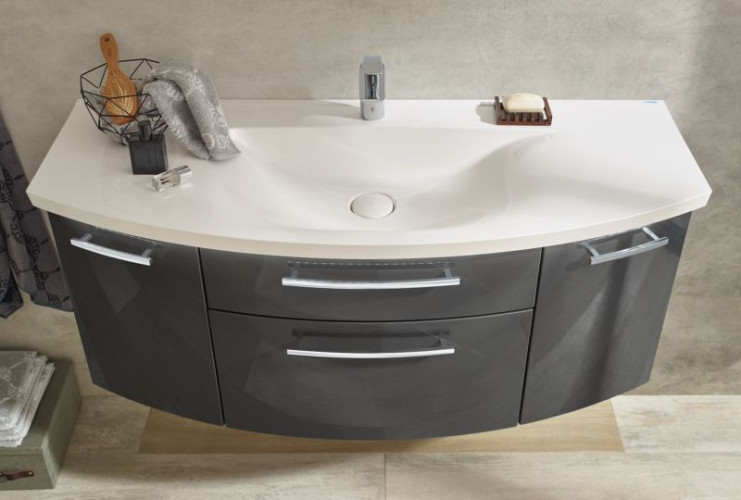 Puris Classic Line, раковина из мин.литья с LED подсветкой усиленная (EVERMITE) 1400 мм, цвет белый