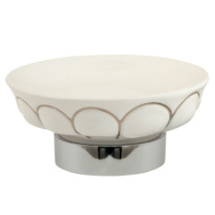 Mыльница настольная, керамика белая с декором платина, хром Migliore Olivia