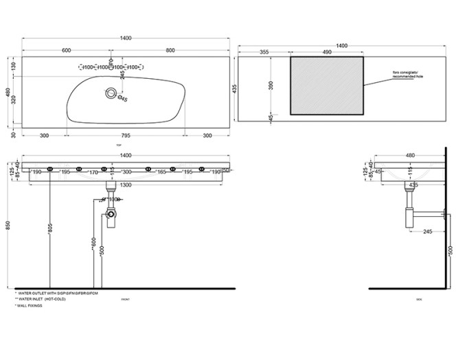 Раковина подвесная/ накладная CIELO ENJOY EJLS140 MU