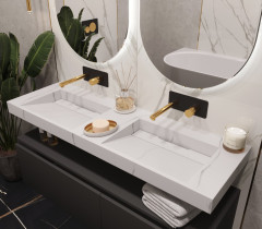 Столешница моноблок FLAT CALACATTA (1410*452*80)