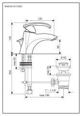 Emmevi Ramses, однорычажный смеситель для раковины с донным клапаном, цвет хром