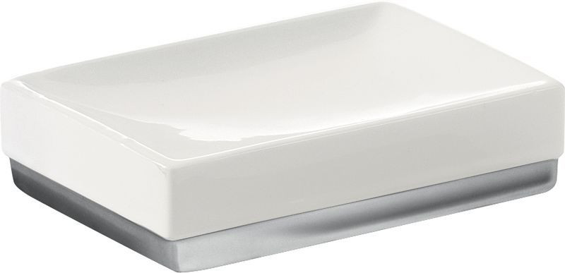 Gedy Lucy, настольная керамическая мыльница, цвет хром - белая керамика
