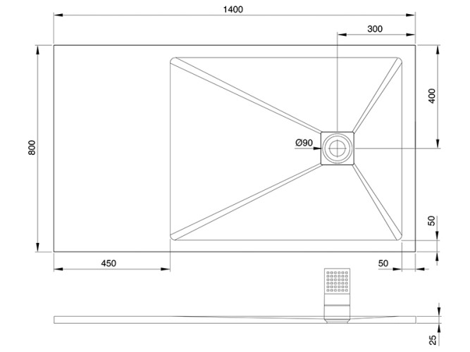 Душевой поддон с решеткой Scarabeo STEP 3012/14