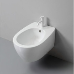 White Ceramic Basic, подвесное биде c крепежом, 50x36x26h см, цвет белый глянцевый