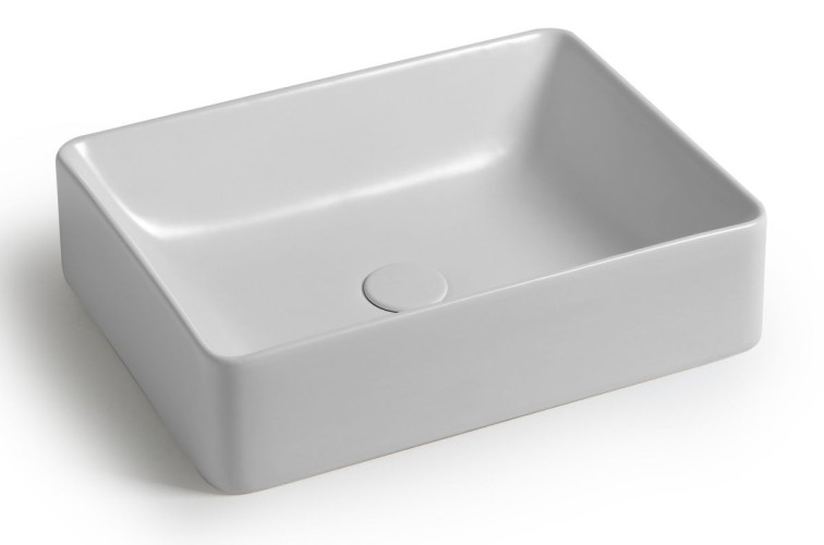 White Ceramic Slim, накладная прямоугольная раковина 50x38x13h см, цвет белый глянцевый