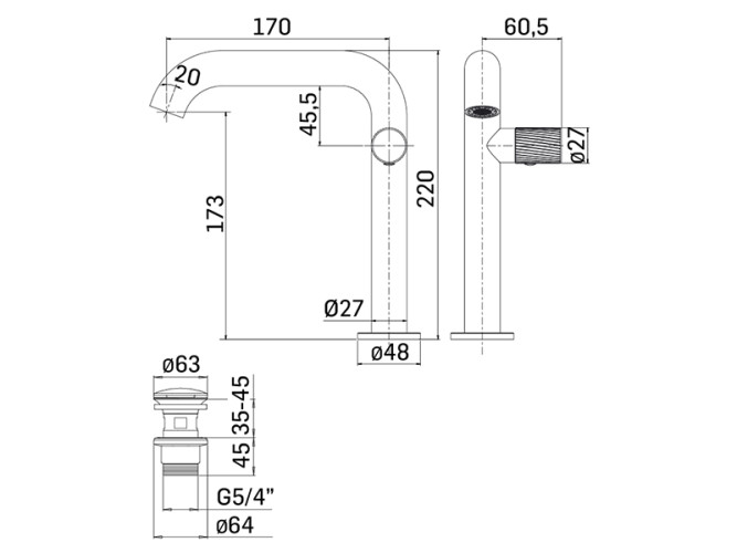 Cмеситель для раковины MAMOLI TUTTODUNPEZZO 47120000005G