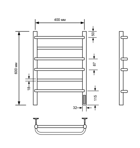 Полотенцесушитель электрический с/т Comfysan Puro EC-6 60/40, хром