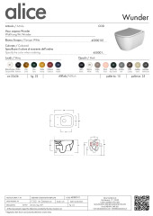 Alice Wunder, подвесной унитаз с вихревой системой смыва и крепежом fixwunder, 53x36 см, цвет черный матовый