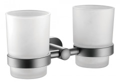 5106-G Стакан стеклянный, двойной, настенный  (ГРАФИТ) ViEiR  (20/1шт)