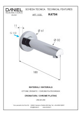 Daniel Suvi, душевой комплект на 3 потребителя, с круглым изливом, круглым верхним душем 20 см и кронштейном 30 см, цвет хром