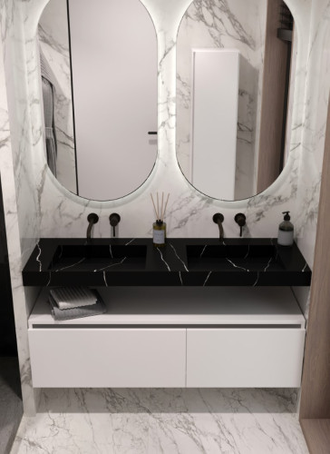 Столешница моноблок FLAT NERO MARQUINA (1410*452*80)