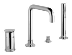 Emmevi Filobrass, комплект однорычажного смесителя на борт ванны на 4 отверстия с изливом 15,3 см, рукоятка без стержня, цвет хром