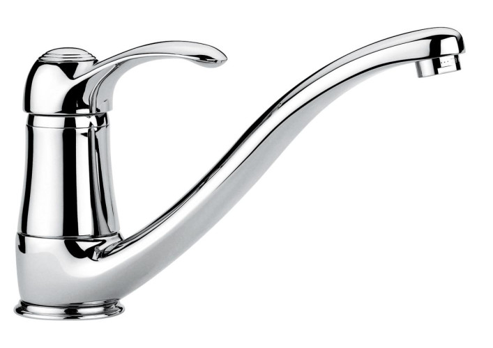 Emmevi Harmony, однорычажный кухонный смеситель с поворотным изливом (излив 22 см), без донного клапана, цвет белый-золото