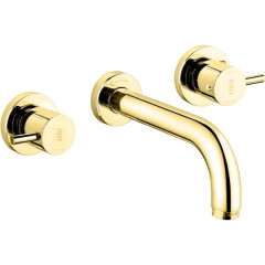 Emmevi Piper, встраиваемый в стену двухрычажный смеситель для раковины, без донного клапана, цвет золото