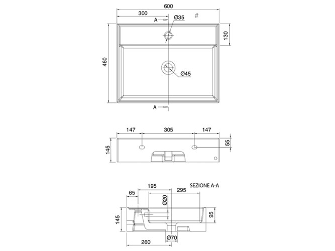 Раковина накладная/ подвесная Scarabeo TEOREMA 2.0 5105/54