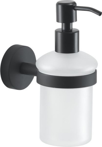 Gedy Eros, настенный стеклянный дозатор c металлической помпой, цвет черный матовый