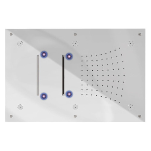 Graffio Kings, прямоугольная  душевая головка 60х40 см с 7 цветной LED подсветкой, 3 режима: дождь и 6 распылителей,2 каскадные струи цвет хром