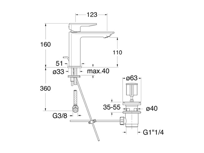 Смеситель для раковины CRISTINA PROFILO PF22146