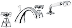 Emmevi Deco Classic, смеситель с ручным душем на борт ванны, 4 отверстия, цвет хром-золото
