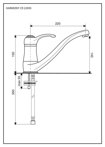 Emmevi Harmony, однорычажный кухонный смеситель с поворотным изливом (излив 22 см), без донного клапана, цвет белый-хром
