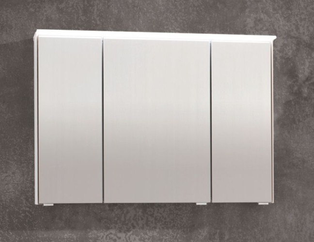 Puris Ice Line, зеркальный шкаф с LED подсветкой и обогревом двери 900 мм, цвет белое матовое стекло