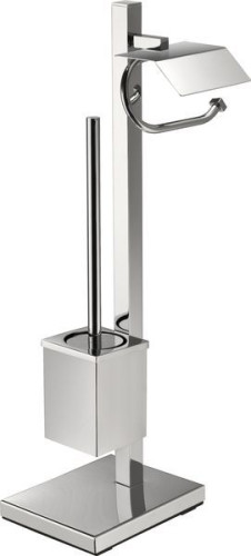 Sanibano, стойка: ерш металлический квадратный + бумагодержатель с крышкой, цвет хром