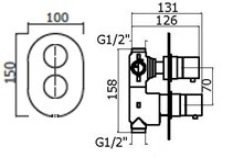 Смеситель термостат встраиваемый для душа XOT5040NO