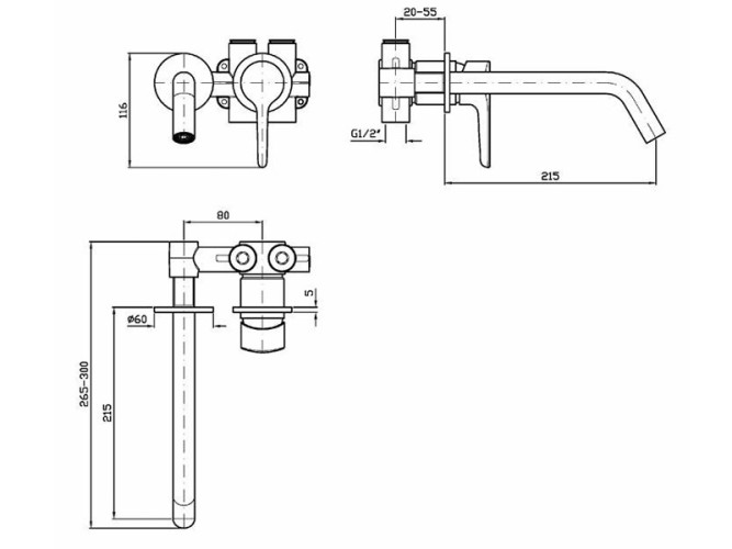 Смеситель для раковины встроенный ZUCCHETTI MEDAMEDA ZMM678