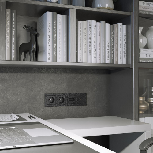 Розетка с заземлением и шторками (черный) W1271108