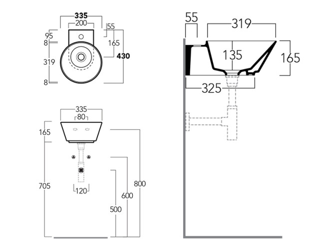 Раковина накладная/подвесная SIMAS WAVE WA 05