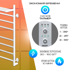 Полотенцесушитель Электрич.кабельный Ника WAY-2 80/50 с полкой RAL9016 белый матовый U