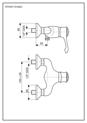 Emmevi Tiffany, однорычажный смеситель для душа без ручного душа, цвет черный-хром