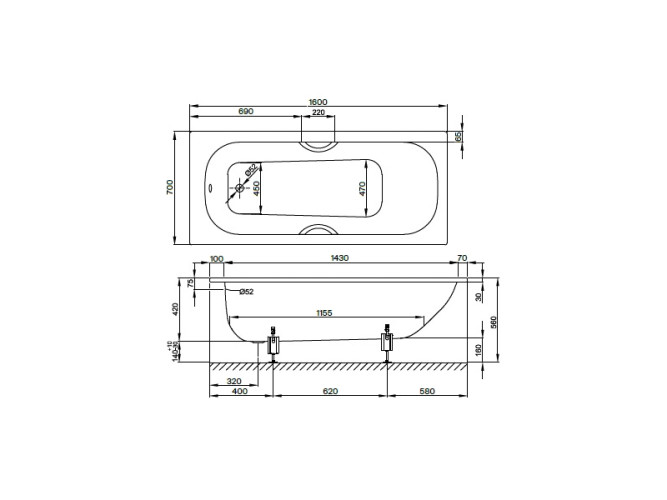 Ванна встраиваемая с шумоизоляцией BETTE BETTEFORM 2942-000 AD