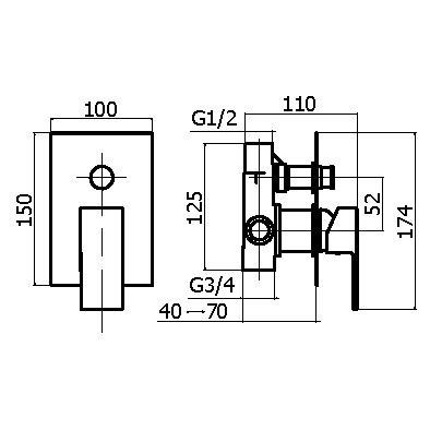 Внешняя часть встраиваемого смесителя Plumberia Selection TG1001CR