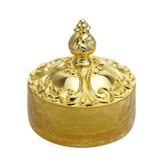 Баночка низкая, H13 см. с крышкой, стекло/золото Migliore Elisabetta