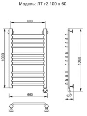 Полотенцесушитель Электрич. Ника TRAPEZIUM ЛТ (Г2) 100/60 правый тэн