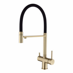 15039S-X Смес. для кухни с гиб шланг и под филт (МАТ. ЗОЛОТО+ЧЕР.) ViEiR (8/1шт)